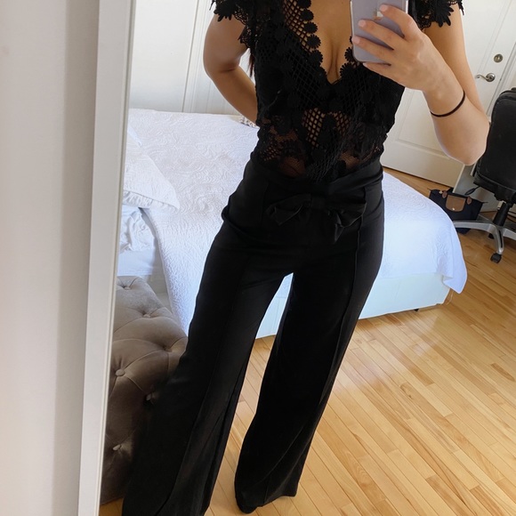 Pants - BLACK LACE TOP JUMPSUIT SMALL